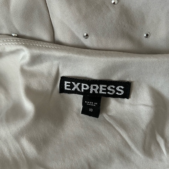 Express Chiffon One Shoulder Sleeveless Rhinestone Mini Dress - Picture 5 of 5